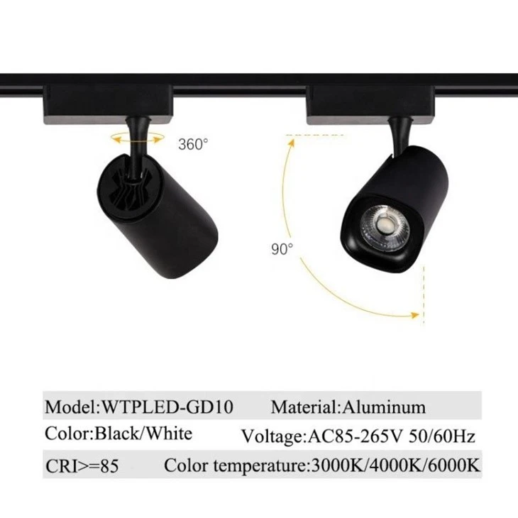 Black White Dimmable LED Track Lights price